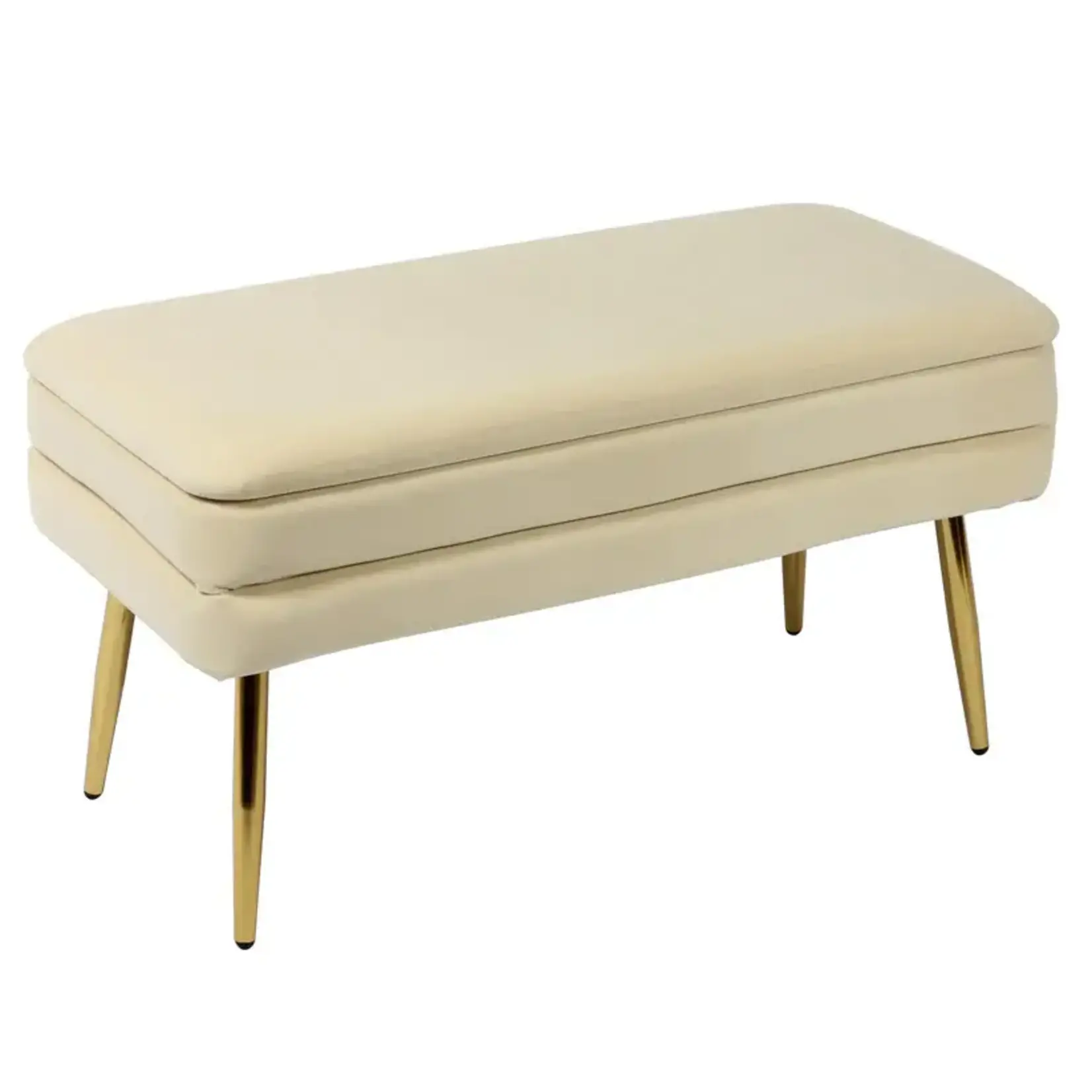 TOV Ziva Cream Velvet Storage Bench