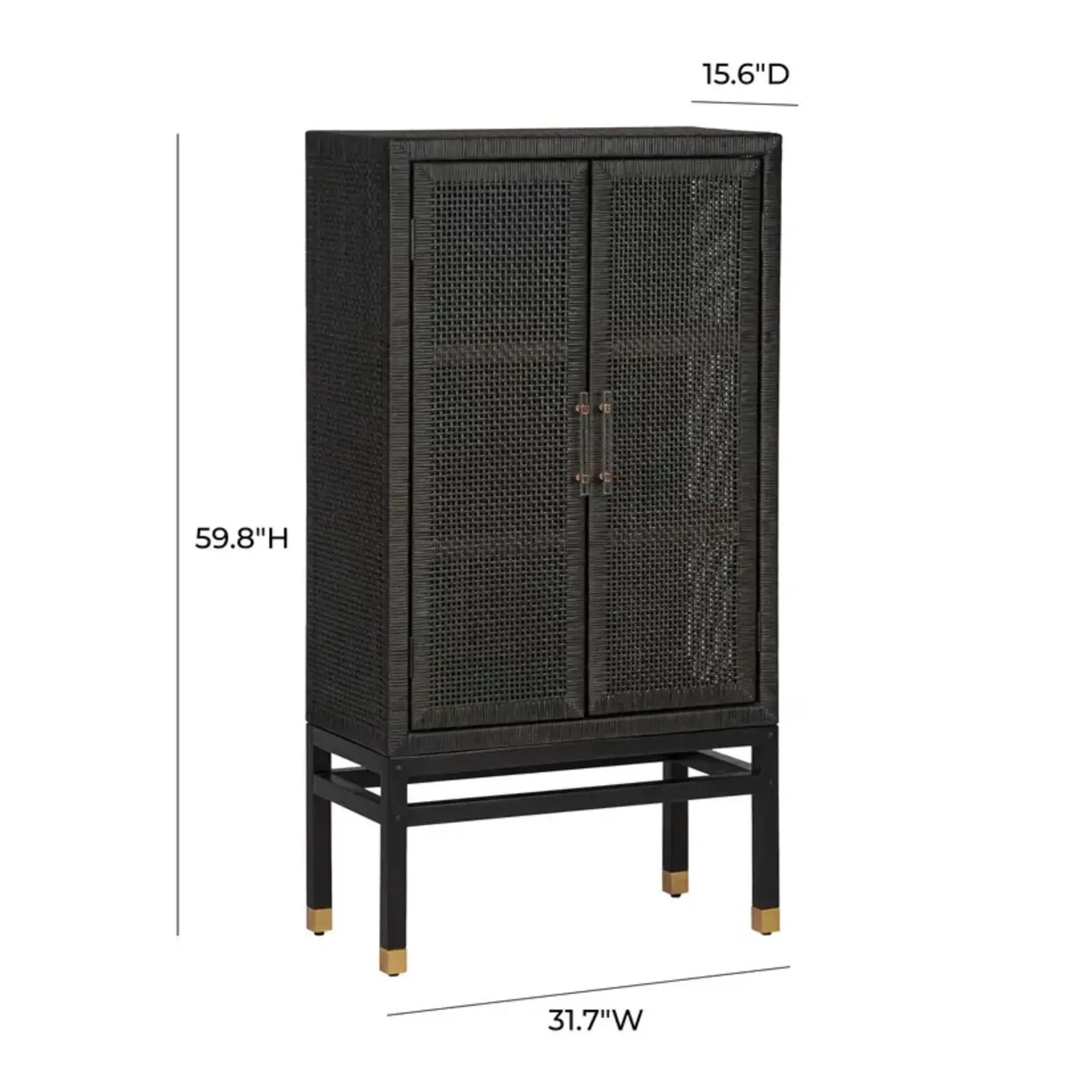 TOV Amara Charcoal Woven Rattan Cabinet