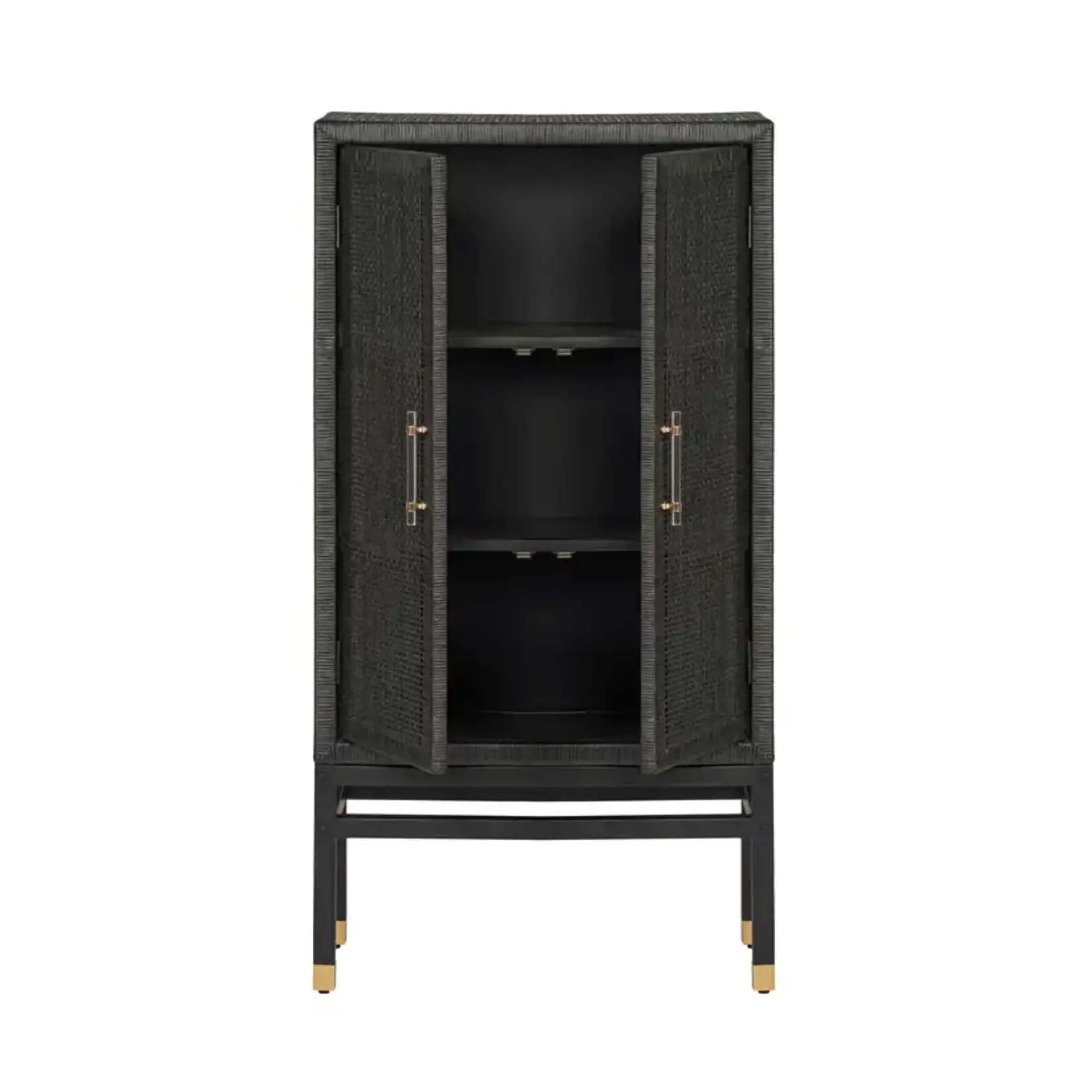TOV Amara Charcoal Woven Rattan Cabinet