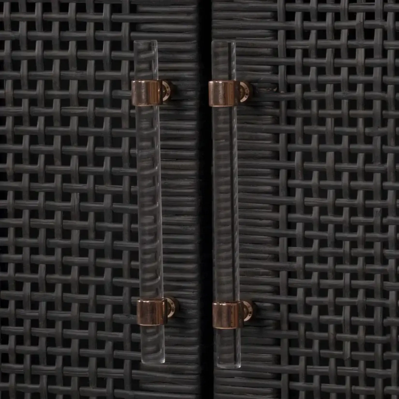 TOV Amara Charcoal Woven Rattan Cabinet