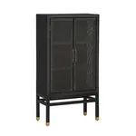 TOV Amara Charcoal Woven Rattan Cabinet