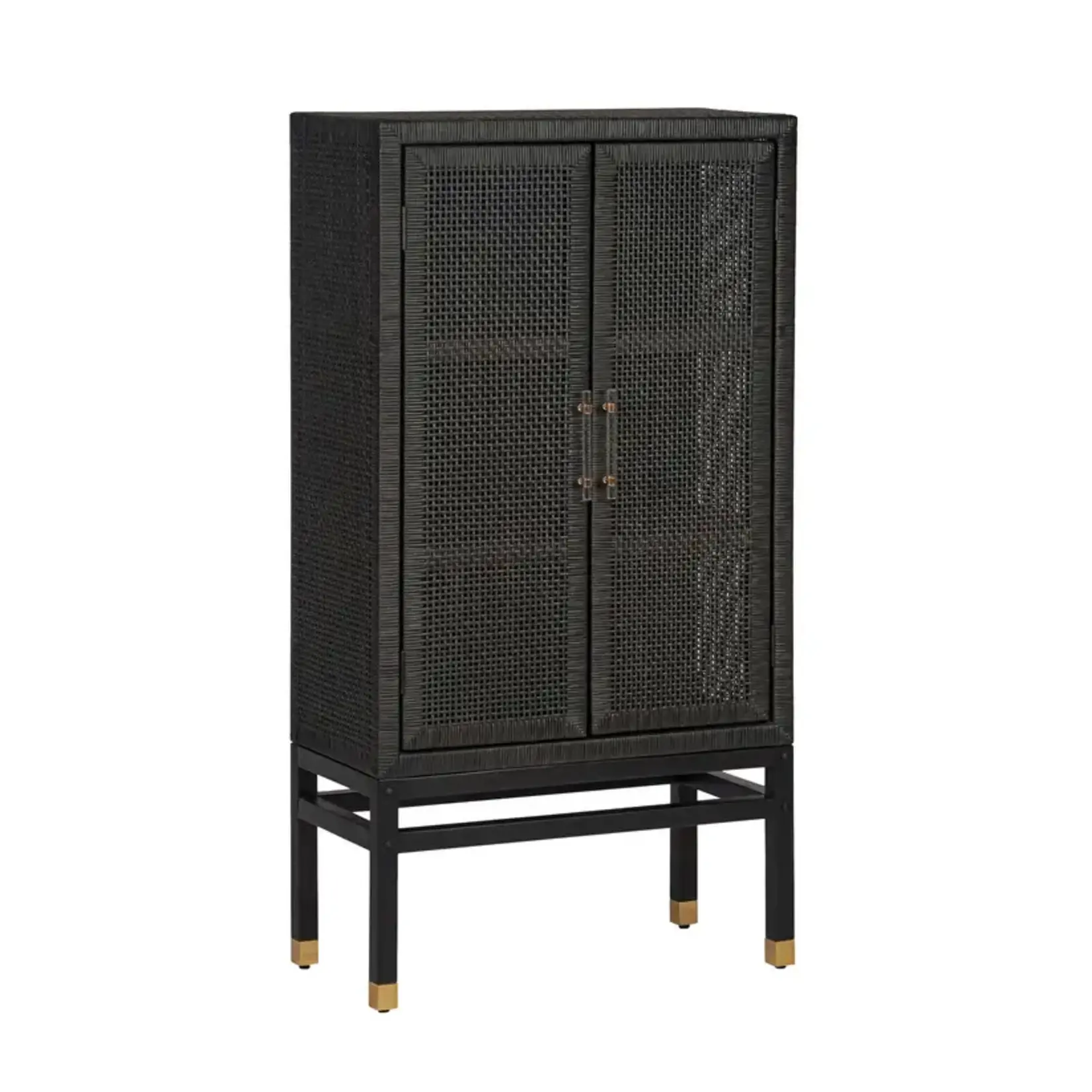 TOV Amara Charcoal Woven Rattan Cabinet