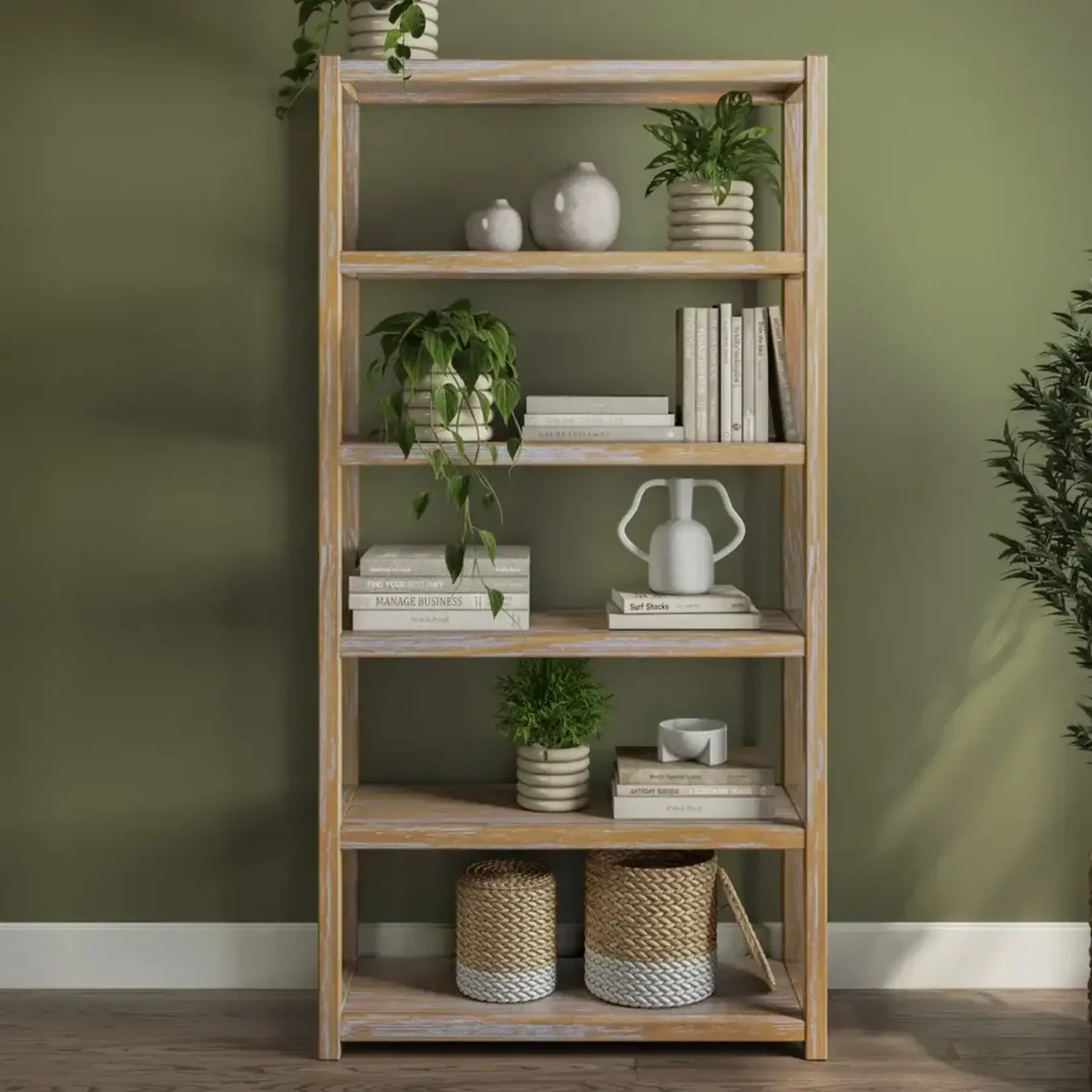 GrainWood Greenport 72" Bookcase Brushed Driftwood