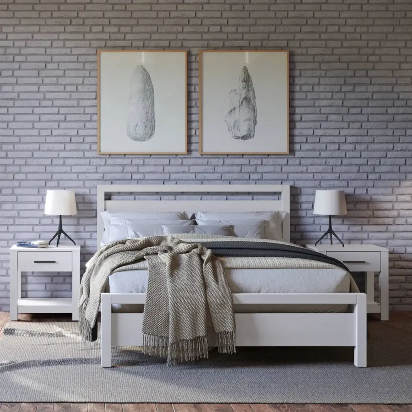 GrainWood Loft Full Platform Bed - Brushed White