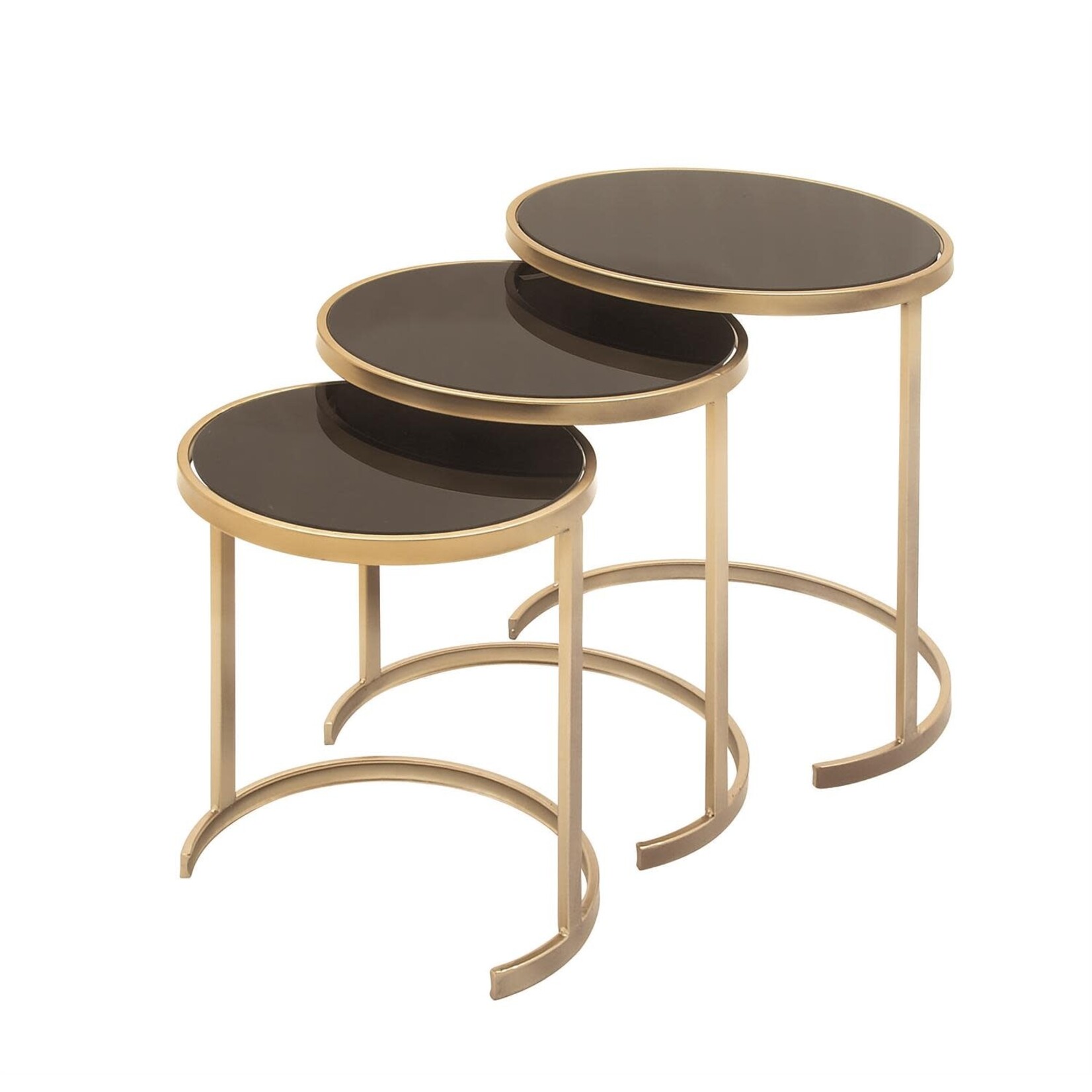 Uma 50396 Metal Mirror Nesting Table s/3