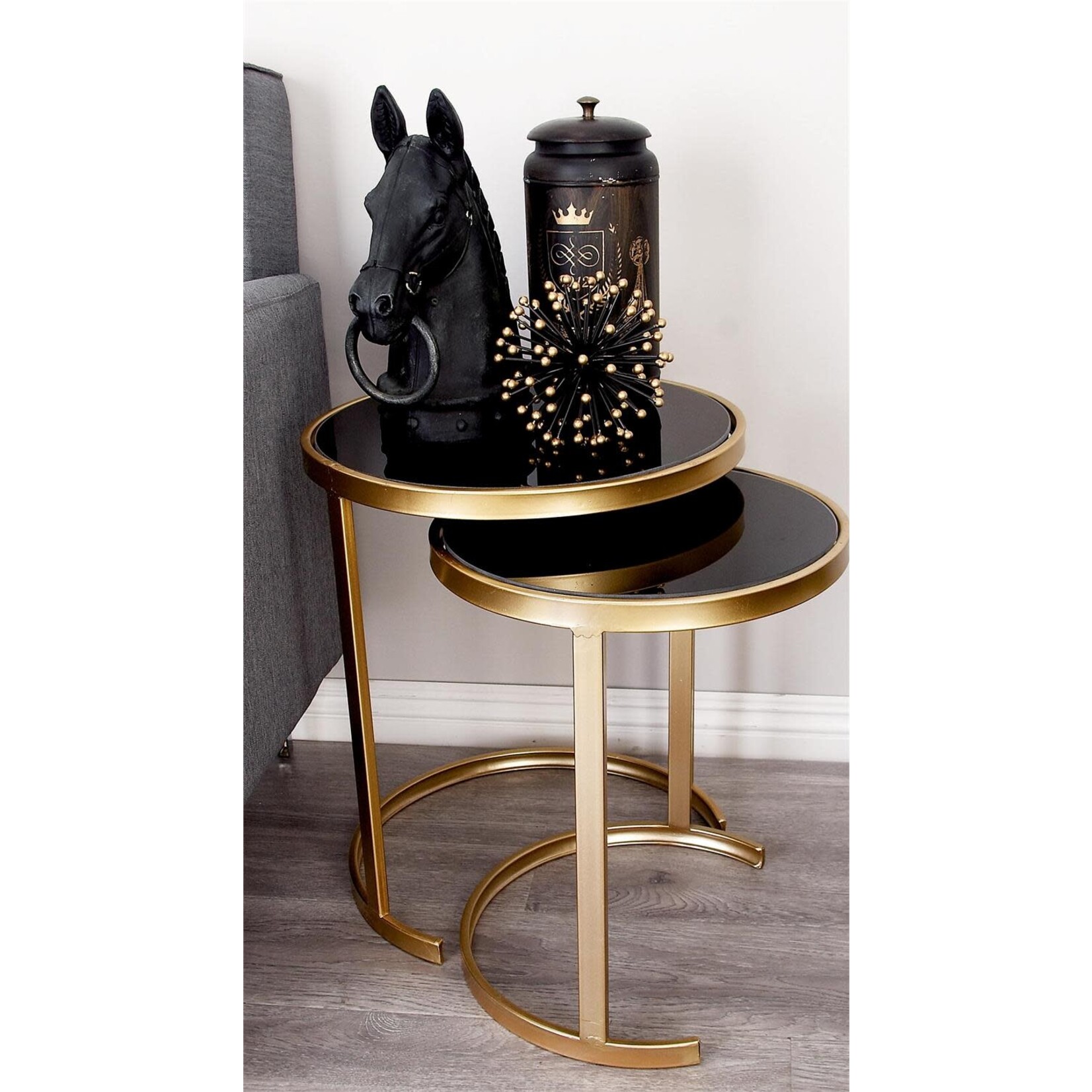 Uma 50396 Metal Mirror Nesting Table s/3