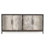 Classic Home Lisbon Reclaimed Pine 4Dr Cabinet Weathered Black/Travertine