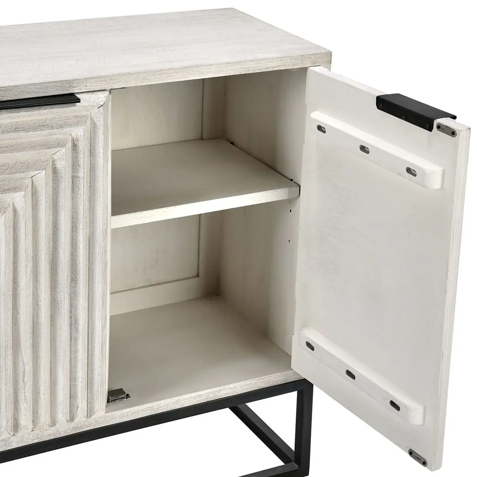 Classic Home Flint Mango Wood 2Dr Cabinet Coastal White