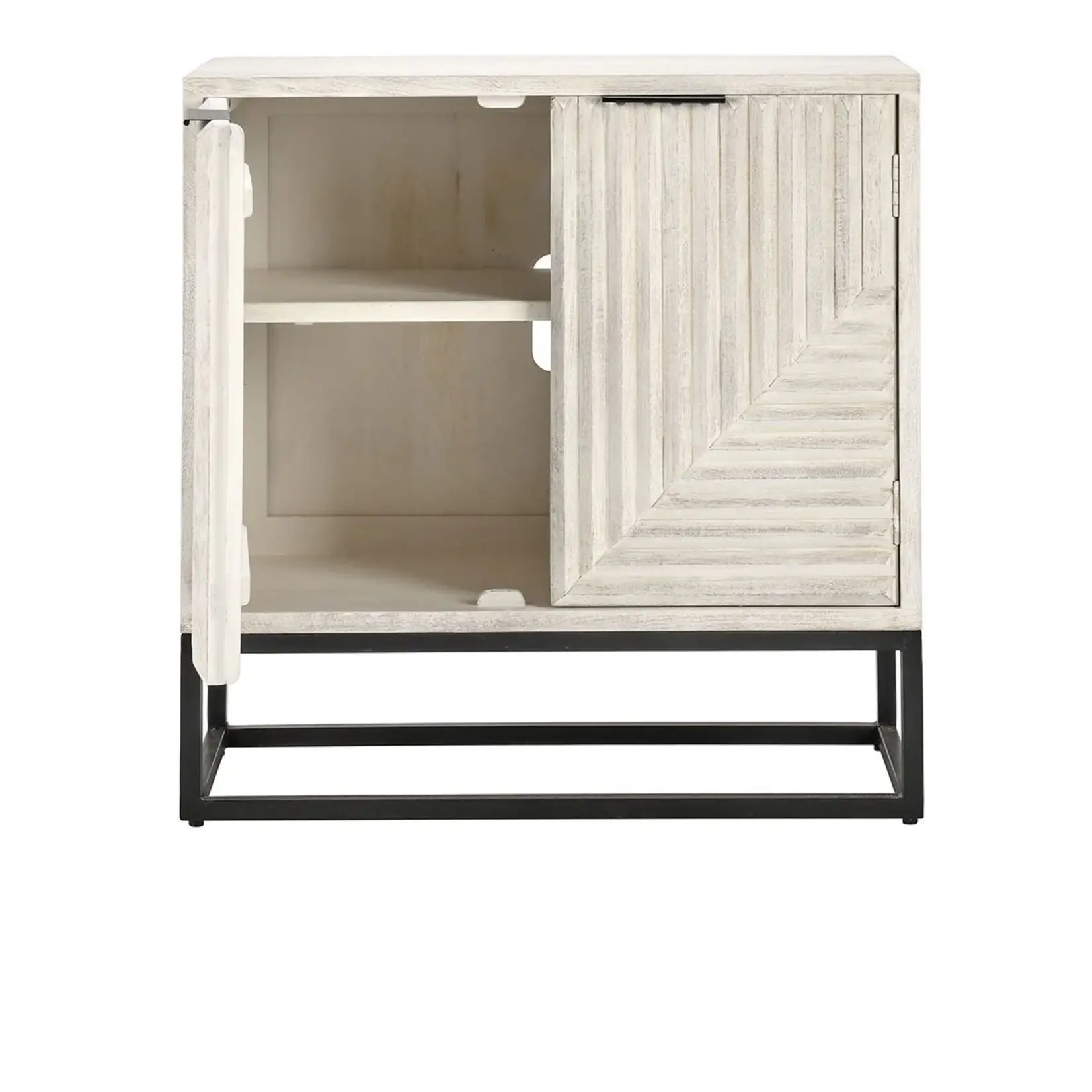 Classic Home Flint Mango Wood 2Dr Cabinet Coastal White
