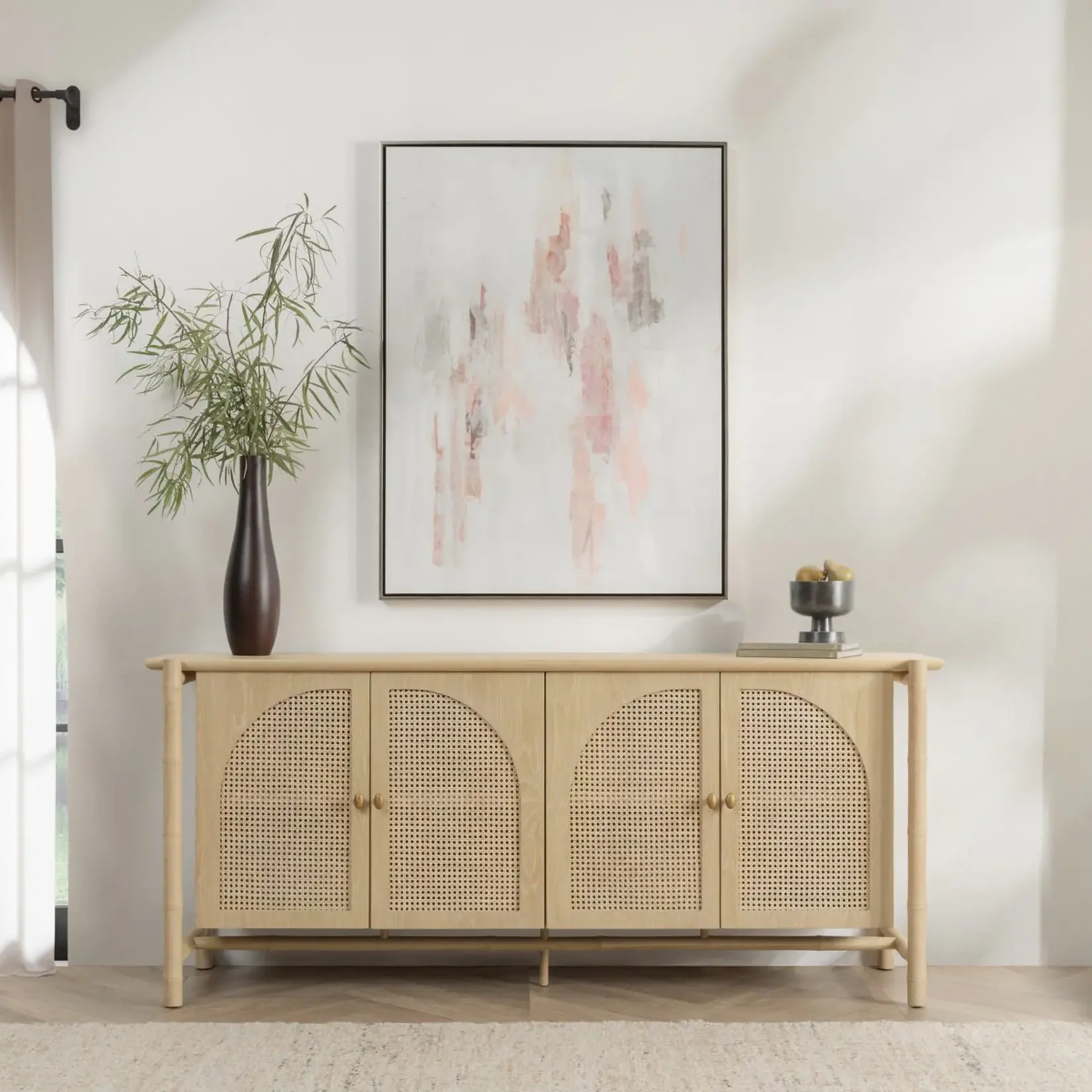 Classic Home Barrea Oak Wood 4Dr Cabinet Natural