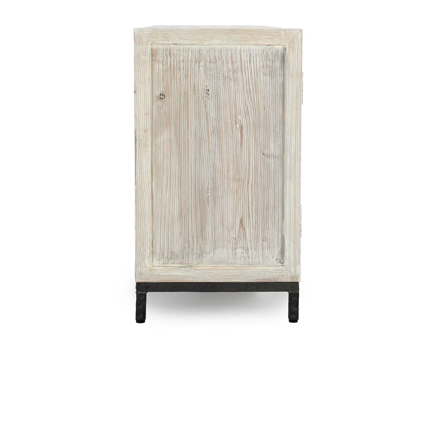 Classic Home Lisbon Reclaimed Pine 4Dr Cabinet Timeworn Cream/Travertine