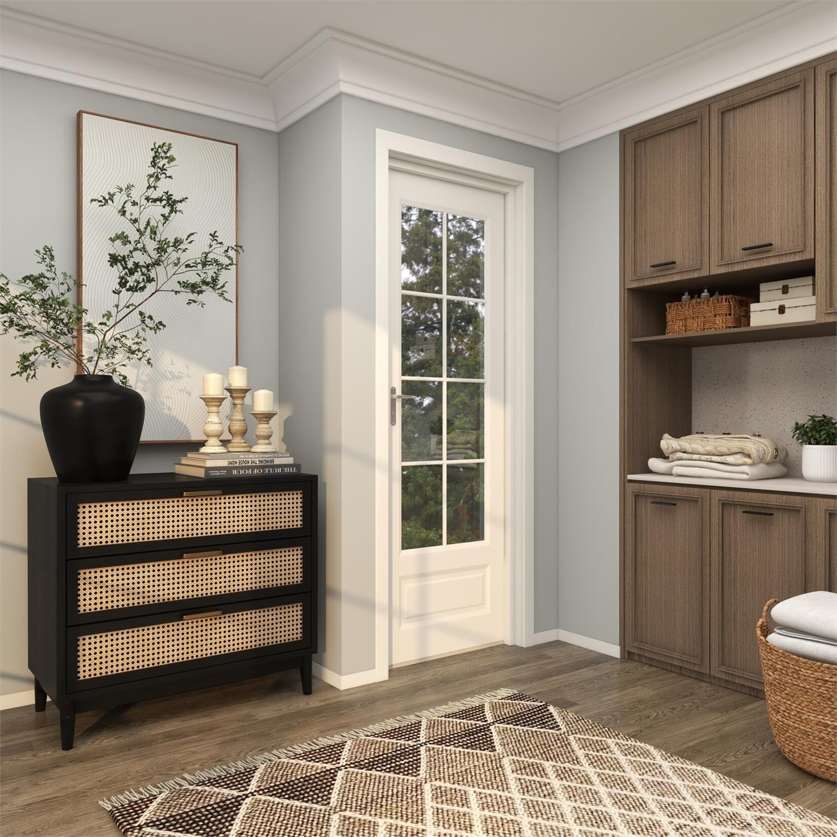 Uma Rattan Wood Cabinet 36Wx32H