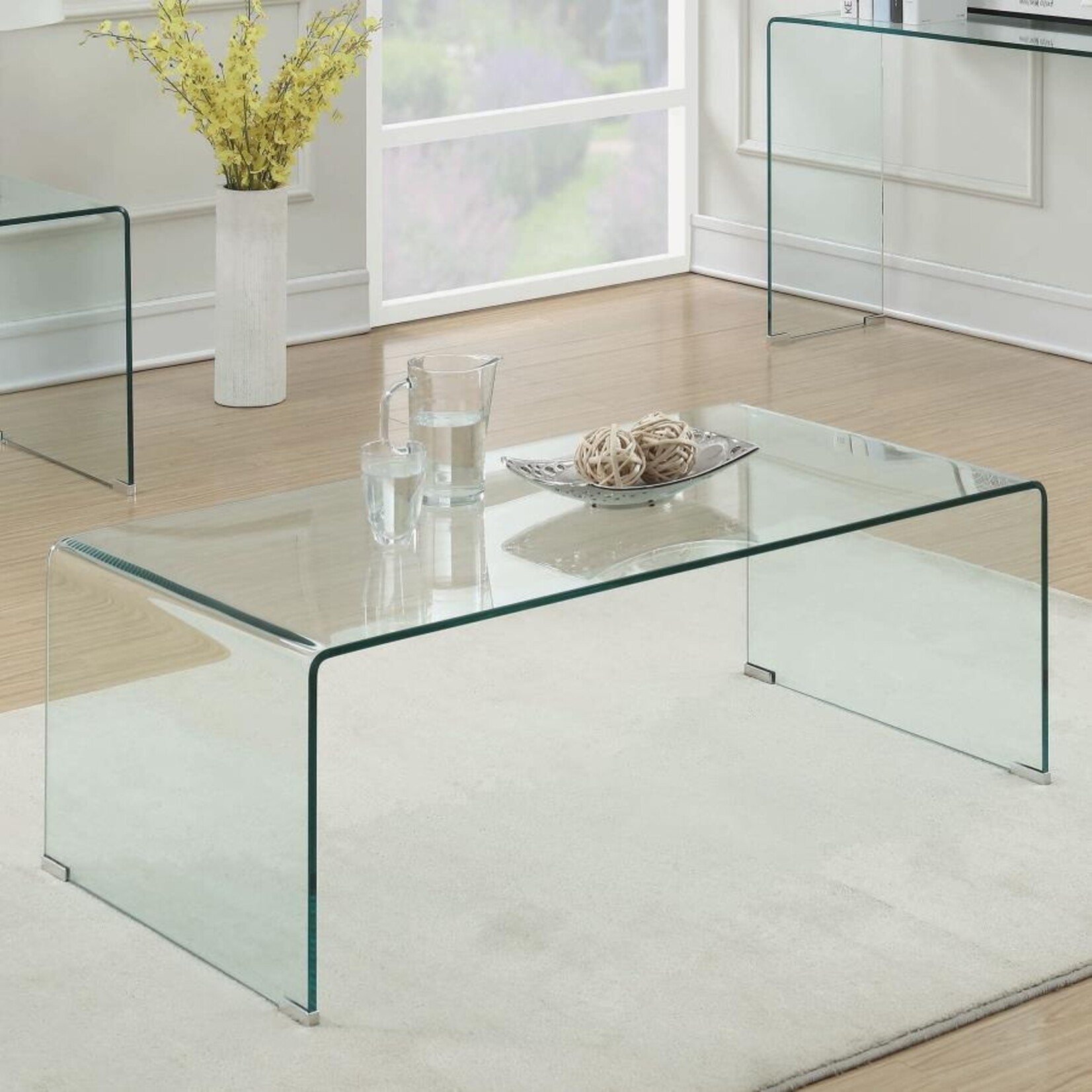Coaster Furniture Ripley Rectangular Tempered Bent Glass Coffee Table Clear