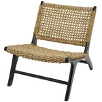 Uma Brown Teak Wood Handmade Woven Living Room Accent Chair with Woven Cane Seat