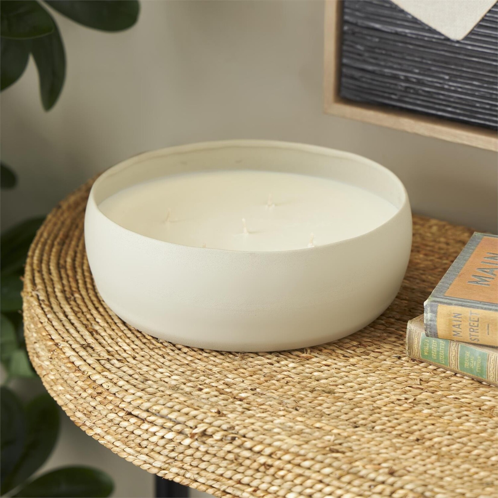 Uma Beige Metal Pink Blush & Poppy Scented Textured 63oz 5 Wick Decorative Candle with White Wax