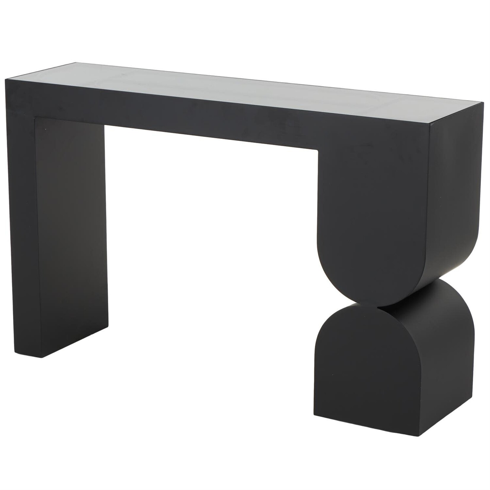 Uma Black Metal Geometric Rectangular Living Room Console Table with Stacked Arched Table Leg