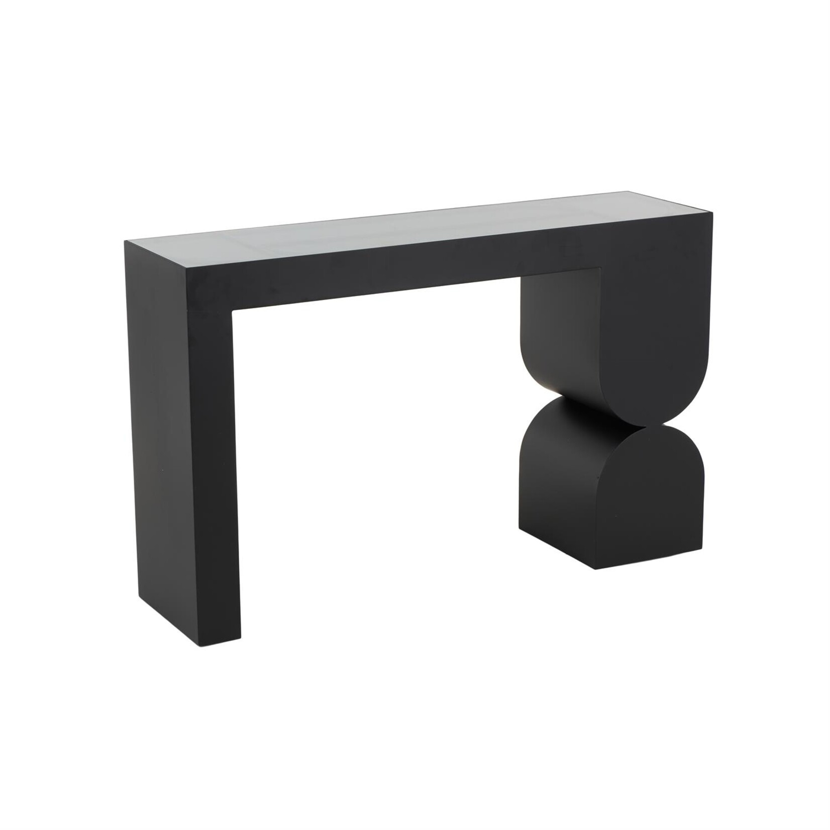 Uma Black Metal Geometric Rectangular Living Room Console Table with Stacked Arched Table Leg