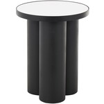 Uma Black Metal Side End Accent Table with White Marble Tabletop