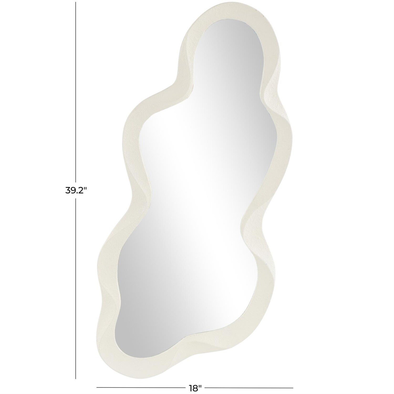 Uma White Wood Abstract Wavy Room Wall Mirror with Dimensional Frame