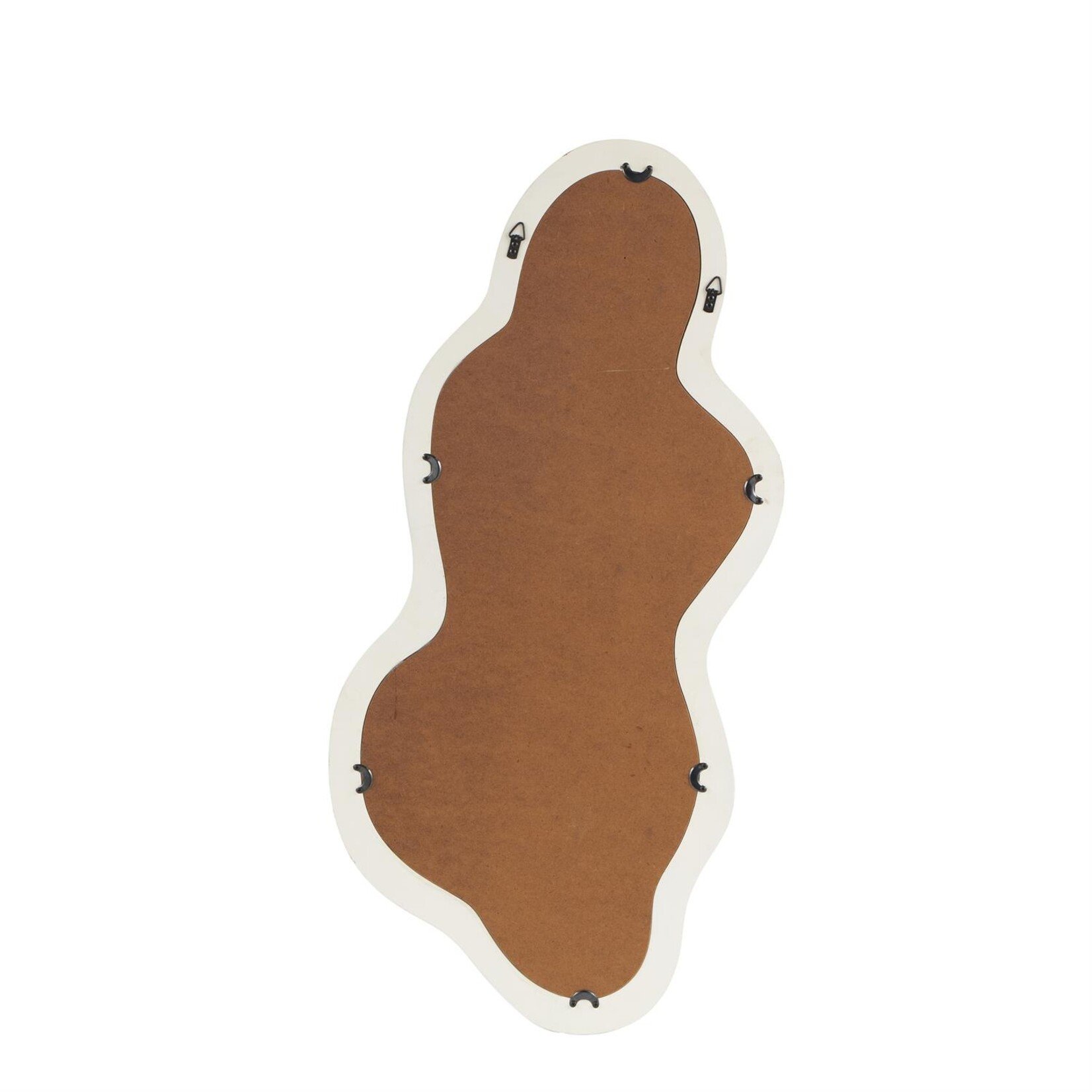 Uma White Wood Abstract Wavy Room Wall Mirror with Dimensional Frame