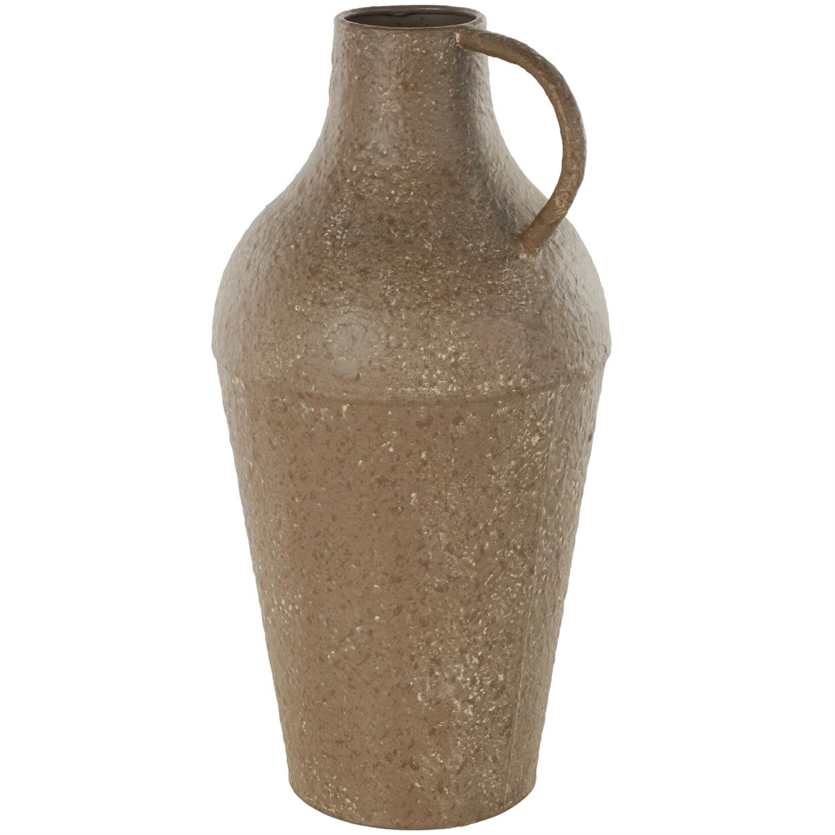 Uma Brown Metal Antique Inspired Decorative Vase with Handle