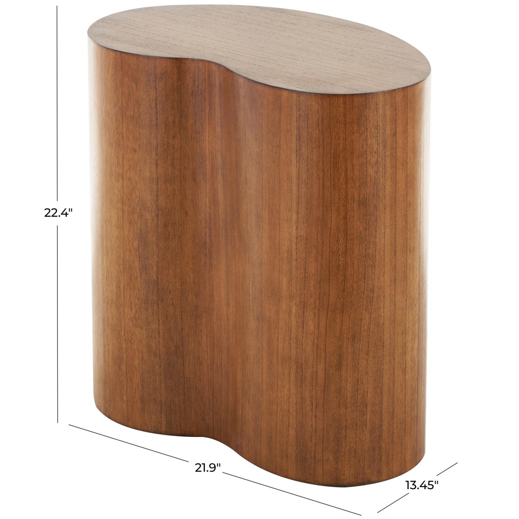 Uma Brown Wood Heart Inspired Side End Accent Table