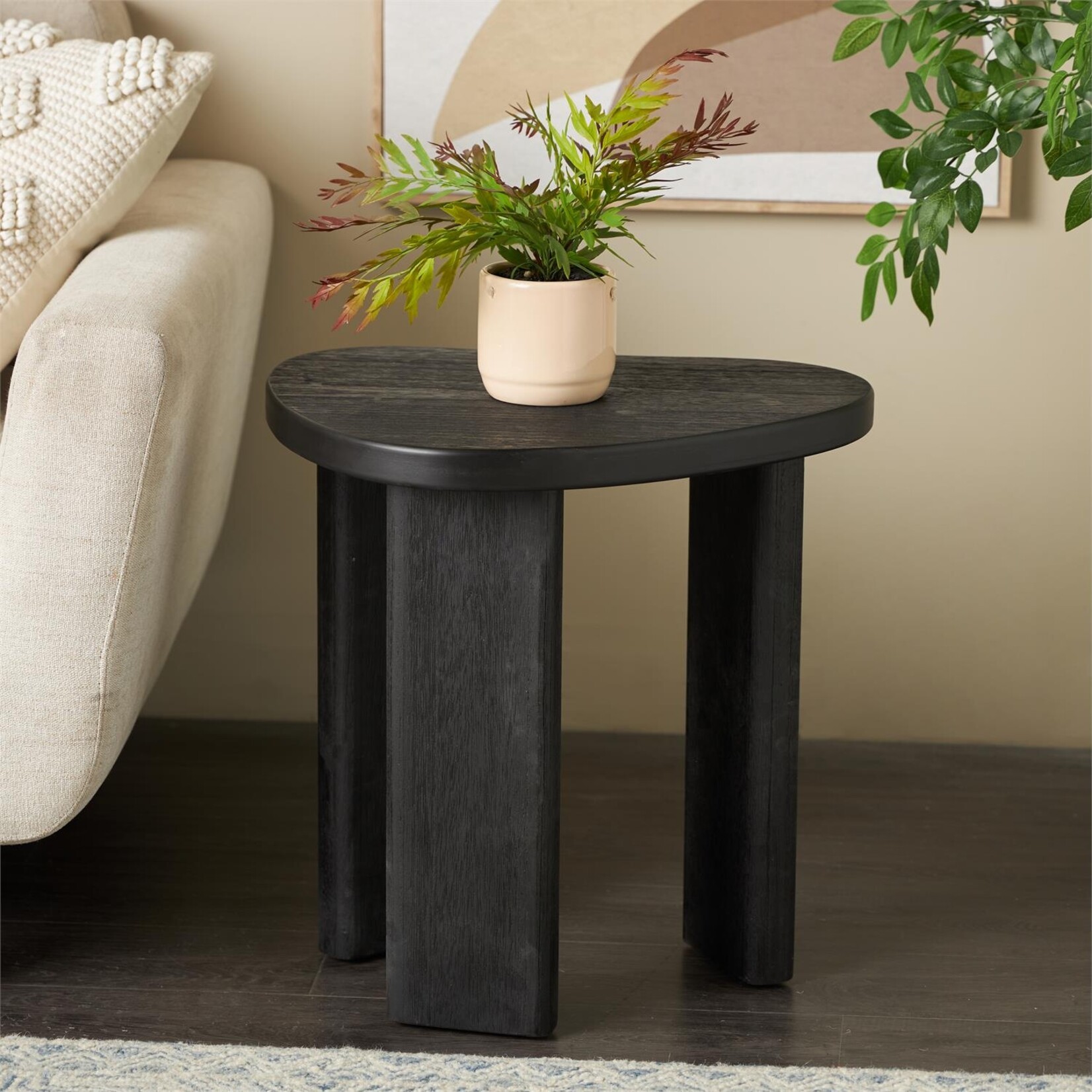Deco Marche Black Wood Handmade Side End Accent Table