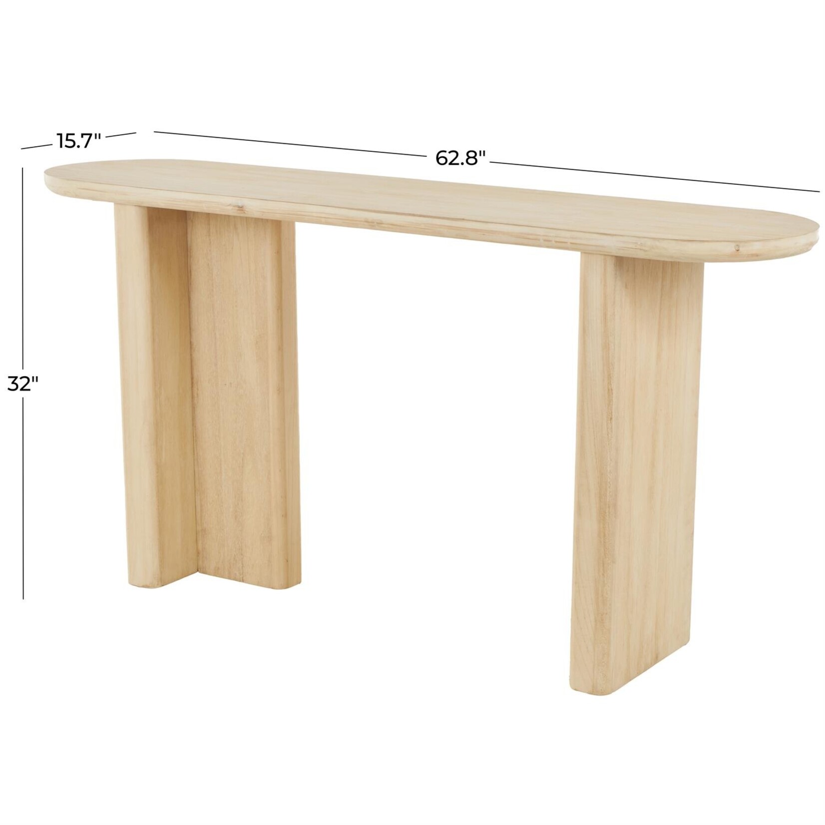 Uma Light Brown Wood Handmade Minimalistic Living Room Console Table