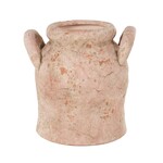 Uma Pink Ceramic Antique Style Distressed Decorative Vase with Handles