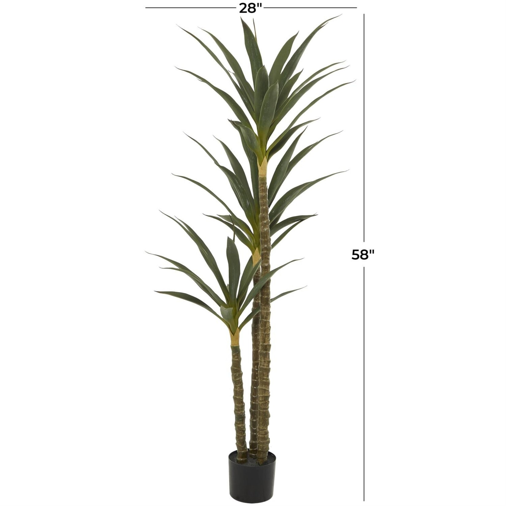 Uma Green Faux Foliage Sisal Indoor Outdoor Artificial Tree with Realistic Leaves and Black Plastic Pot