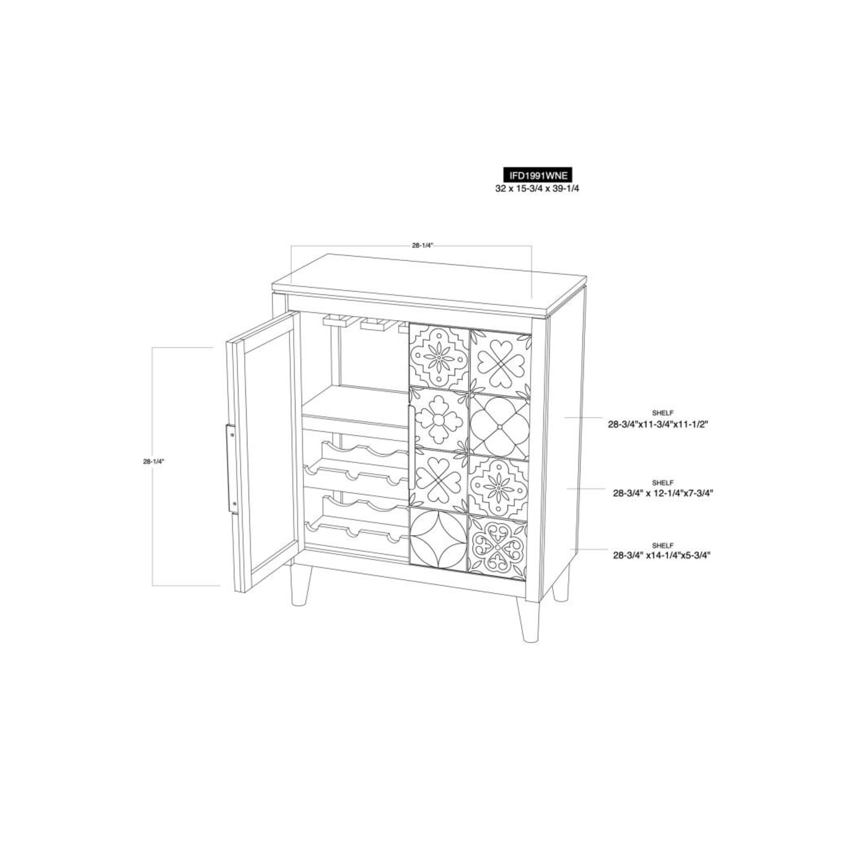 IFD Talavera 2 Door Wine Cabinet