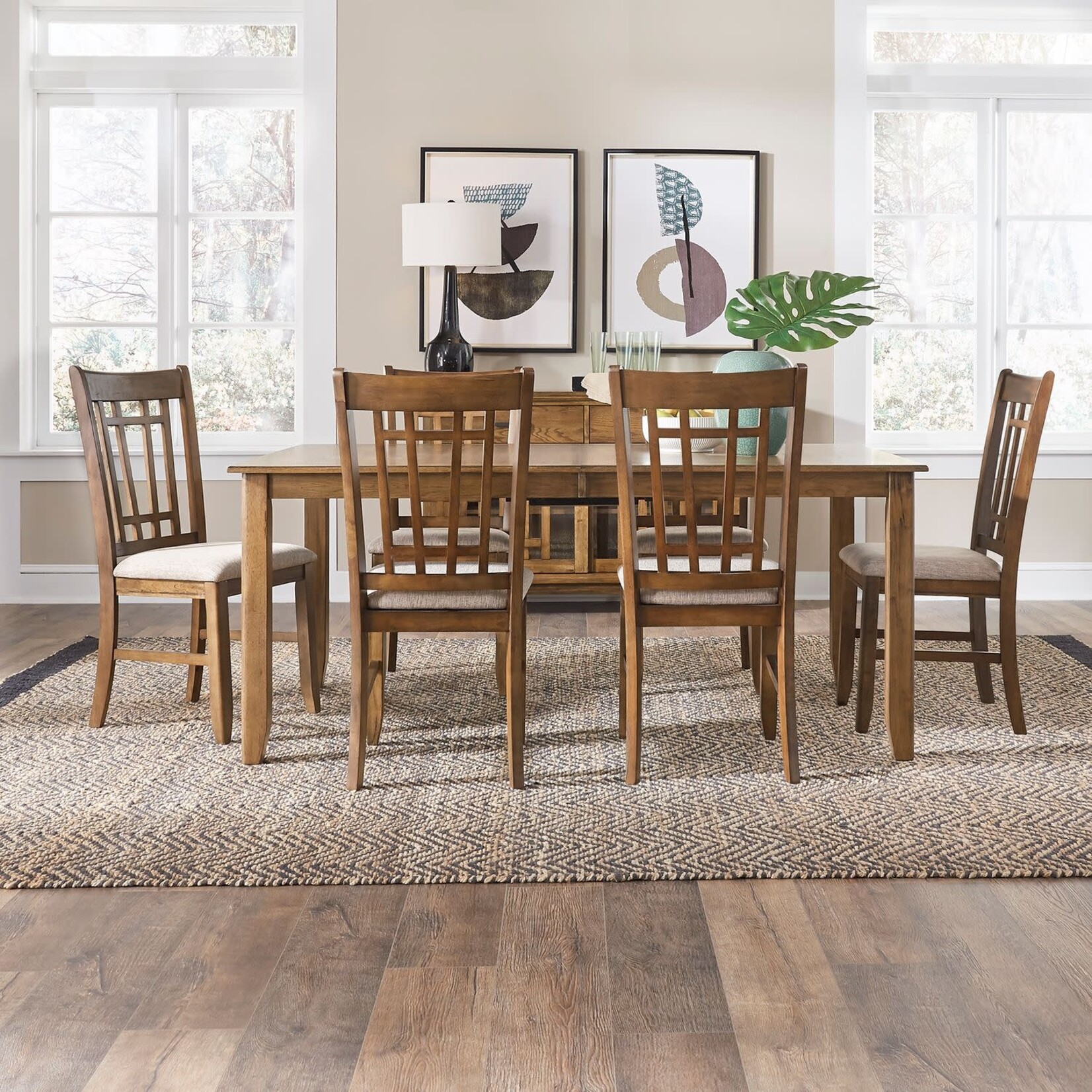 Liberty Furniture Santa Rosa 7pc Rectangular Table Set Lattice Back Chairs