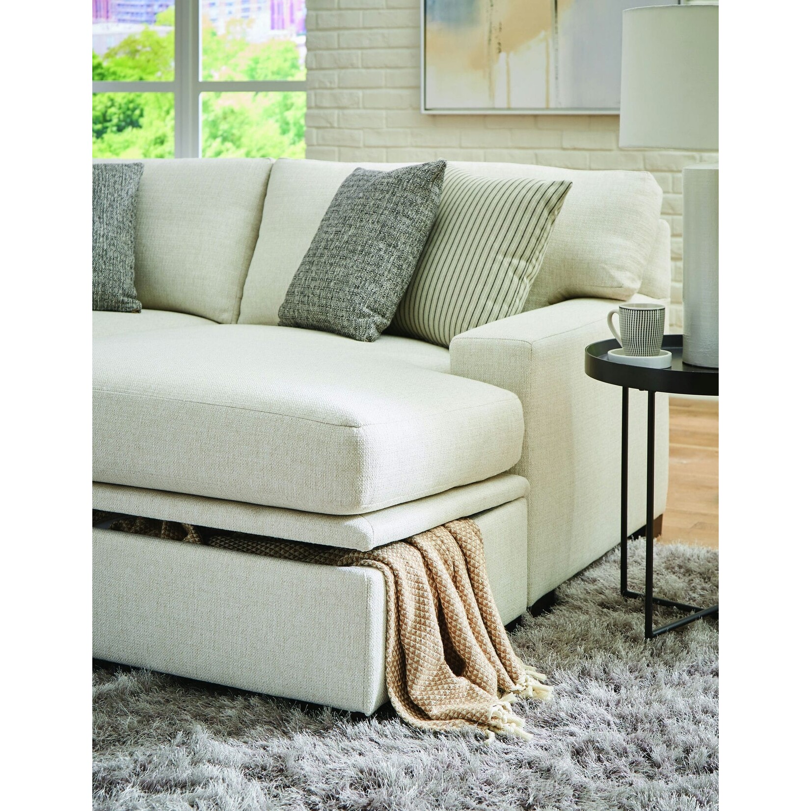 OvernightSofa 5090-Z Sugarshack Ash Queen Sleeper w/Reversible Chaise (K2LL)