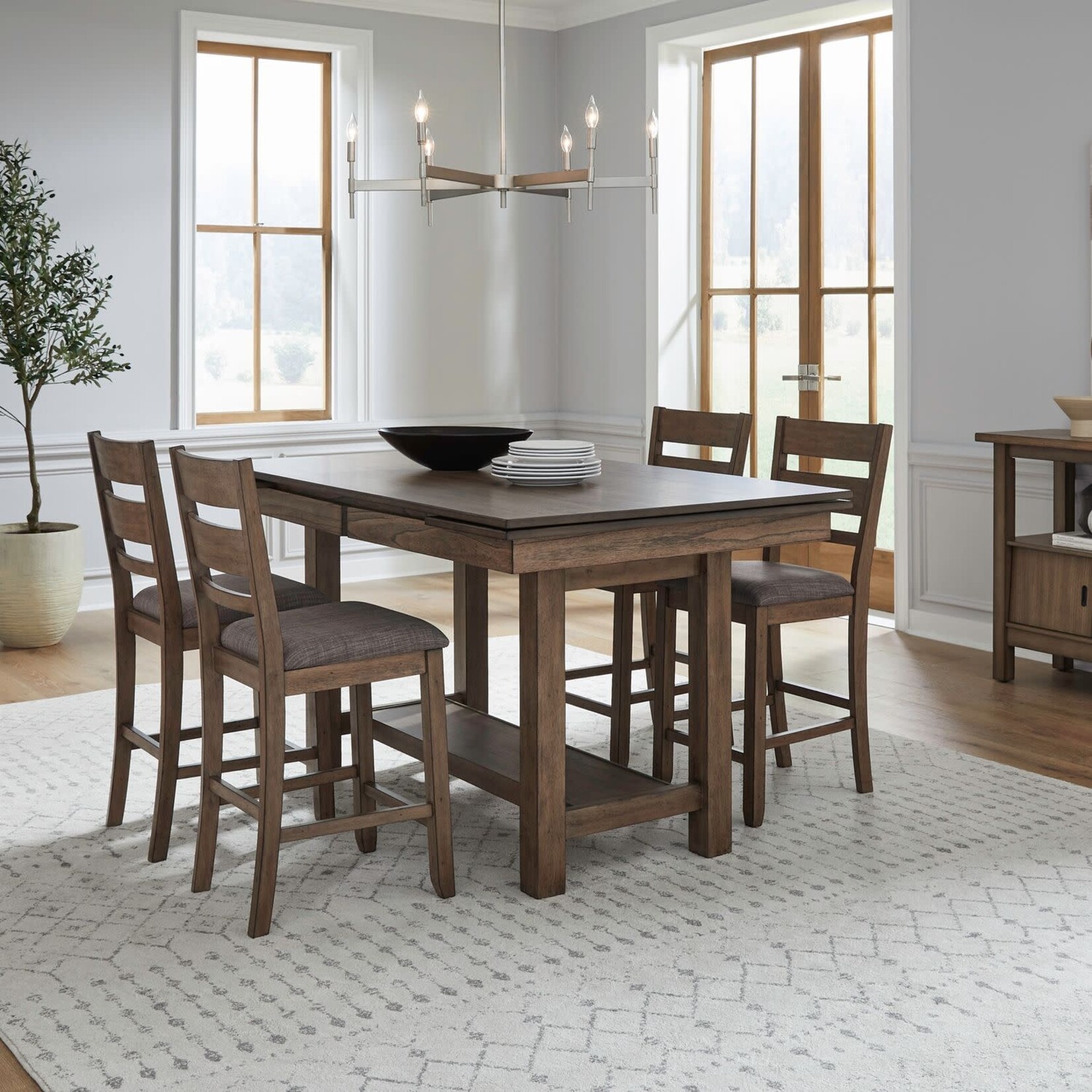Liberty Furniture Brook Bay Sandstone Gathering Trestle Table w/4 Chairs