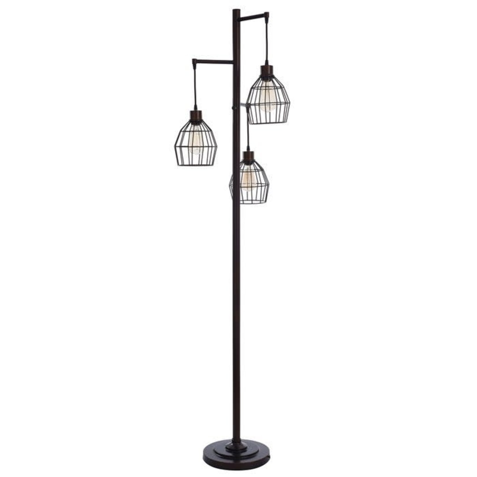 Stylecraft Madison Bronze  Metal Three Pendant Cage Shade Floor Lamp