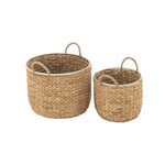 Uma Light Brown Seagrass Handmade Decorative and Functional Storage Basket with Handles, Set of 2
