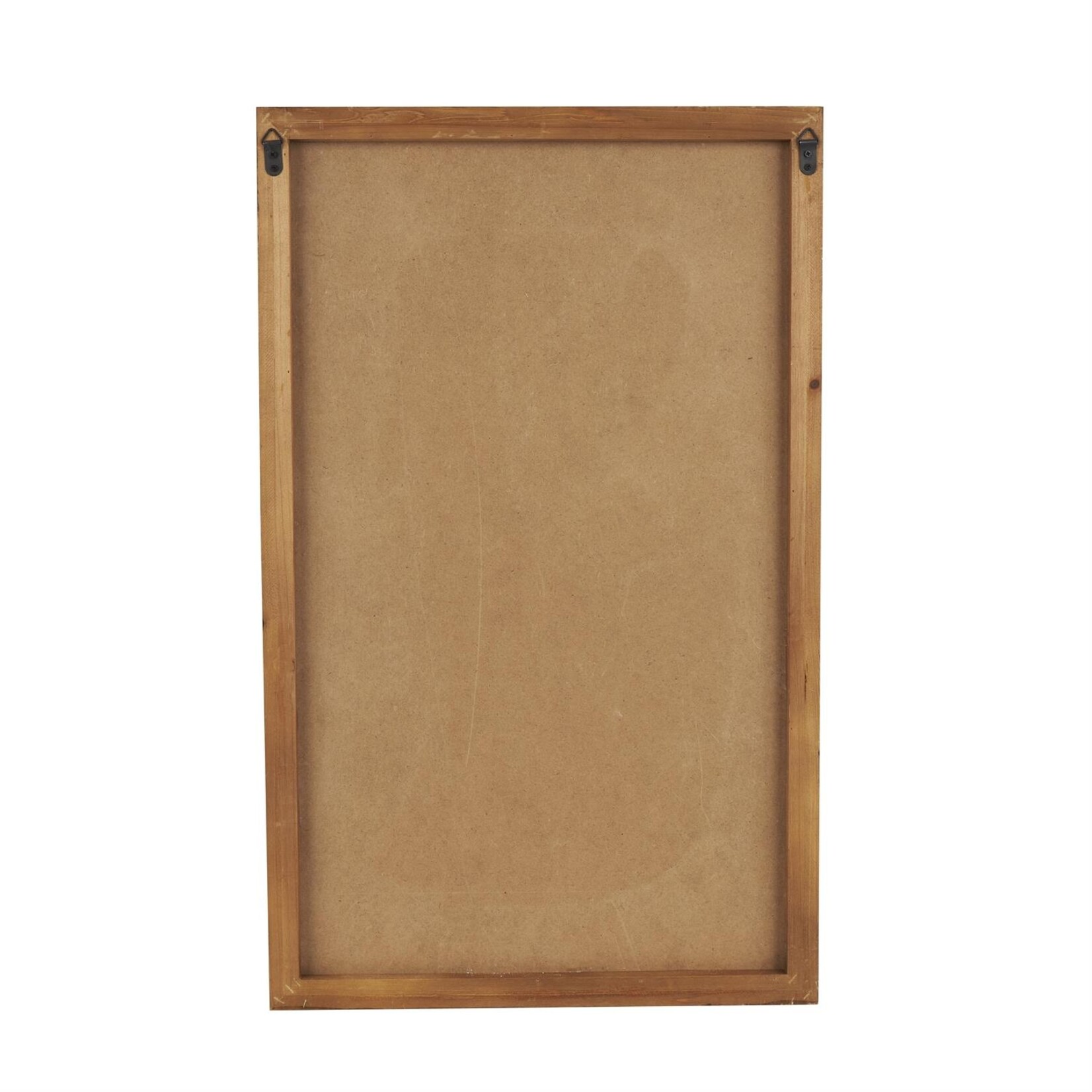 Uma White Wood Geometric Textured Dimensional Shape Home Wall Decor with Brown Wooden Frame