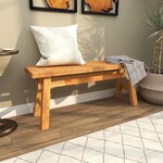 Uma Brown Reclaimed Wood Handmade Home Bench with Natural Finish and High Trestle Legs