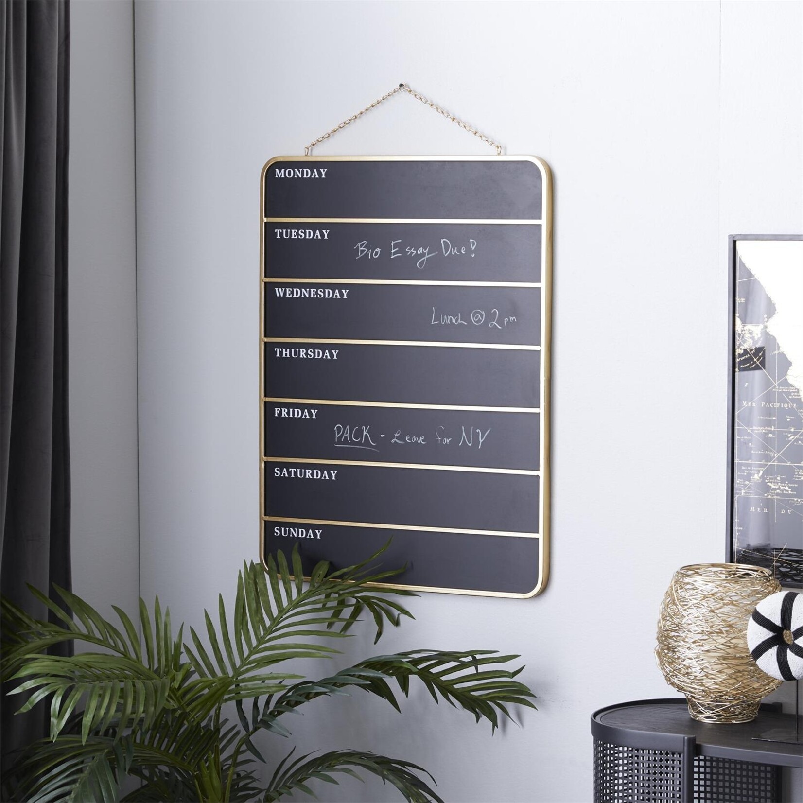 Uma Black Wooden Sign Calendar Wall Decor