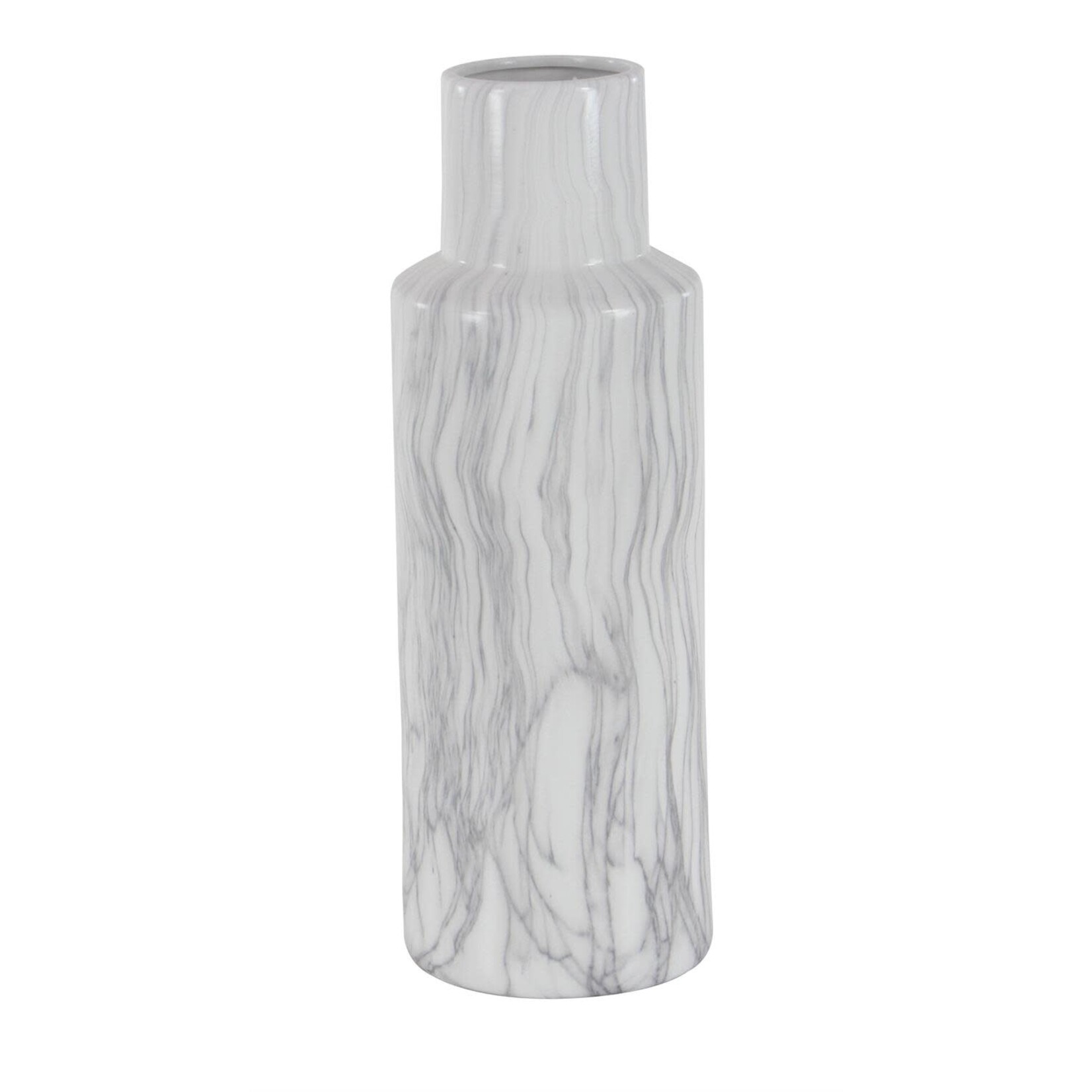 Uma White Ceramic Faux Marble Decorative Vase