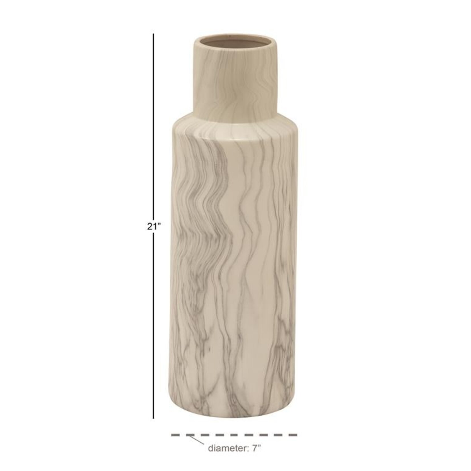 Uma White Ceramic Faux Marble Decorative Vase