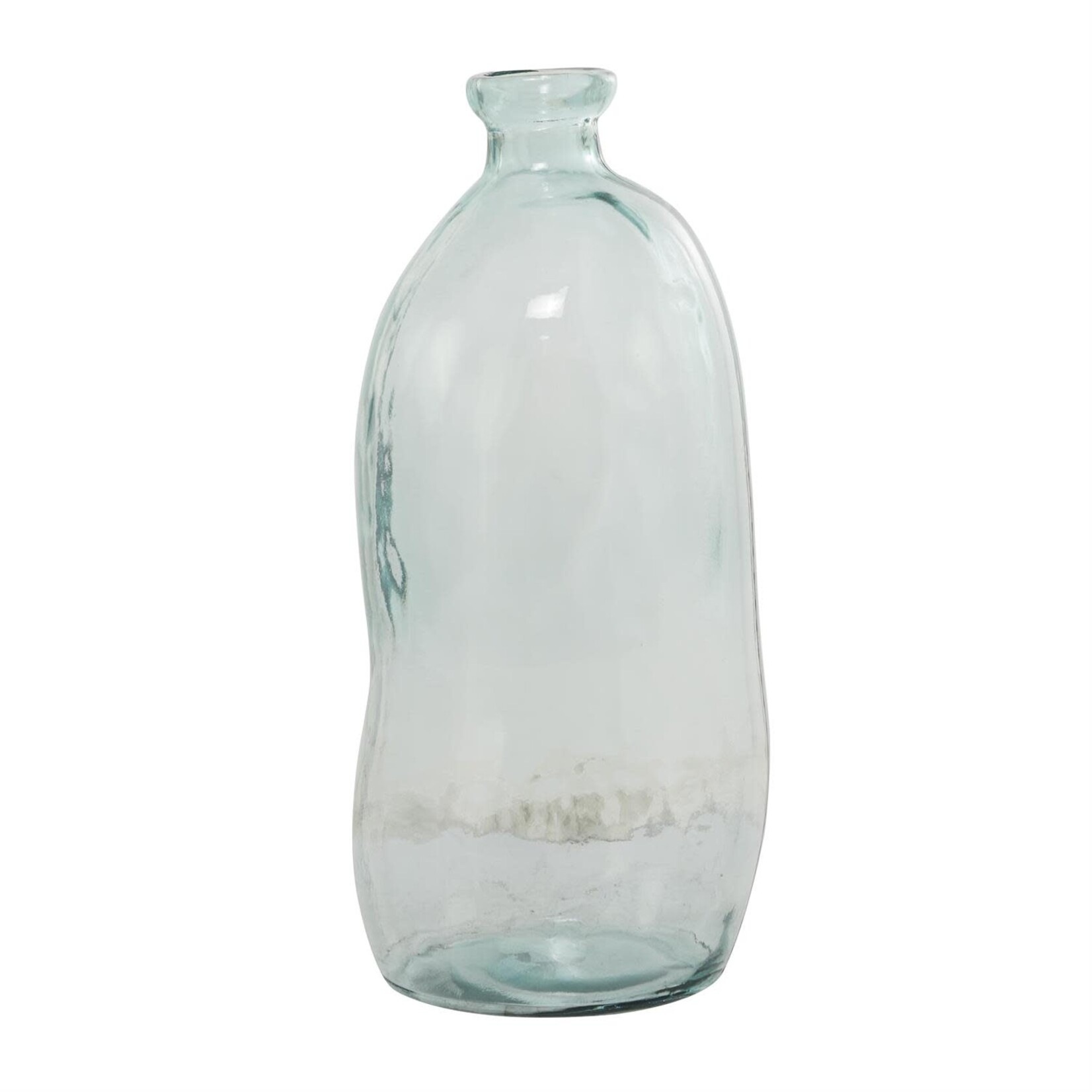 Uma Teal Recycled Glass Abstract Handmade Spanish Bottleneck Decorative Vase