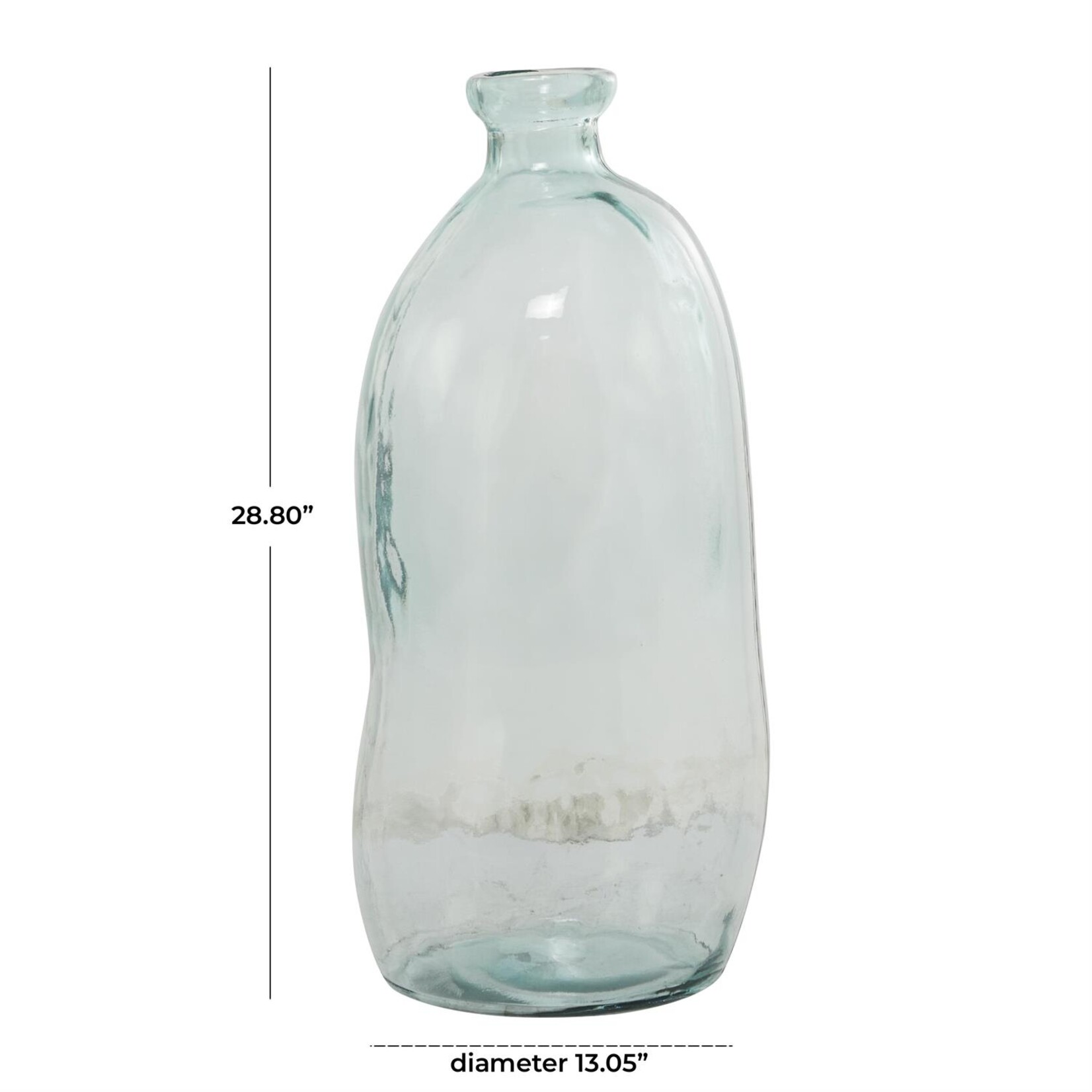 Uma Teal Recycled Glass Abstract Handmade Spanish Bottleneck Decorative Vase