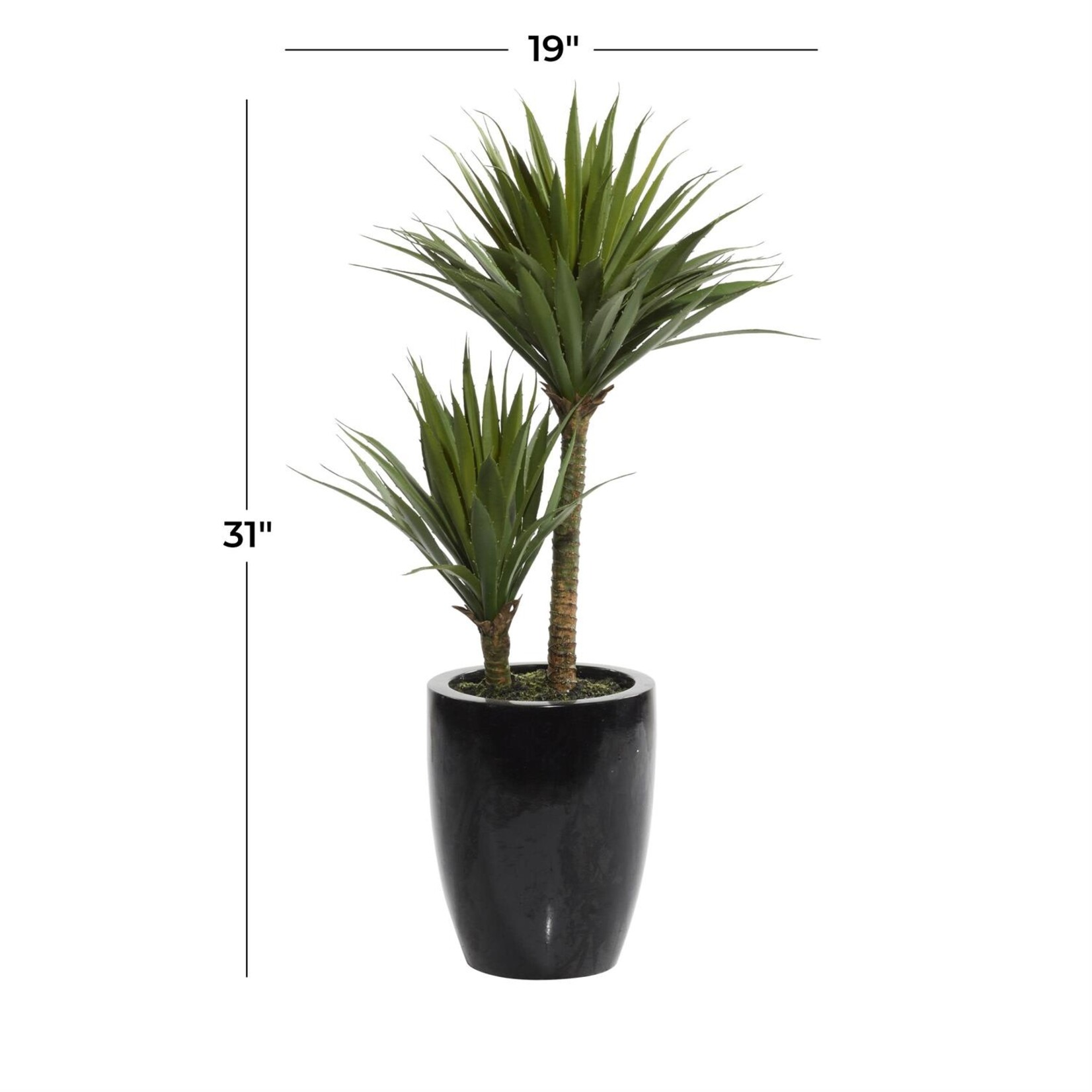 Uma Green Faux Foliage Dracaena Indoor Outdoor Artificial Plant with Realistic Leaves and Black Fiberglass Pot