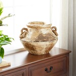Uma Beige Ceramic Distressed Decorative Vase
