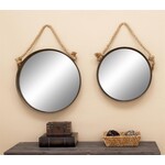 Uma Brown Metal Wall Mirror with Rope Accents, Set of 2