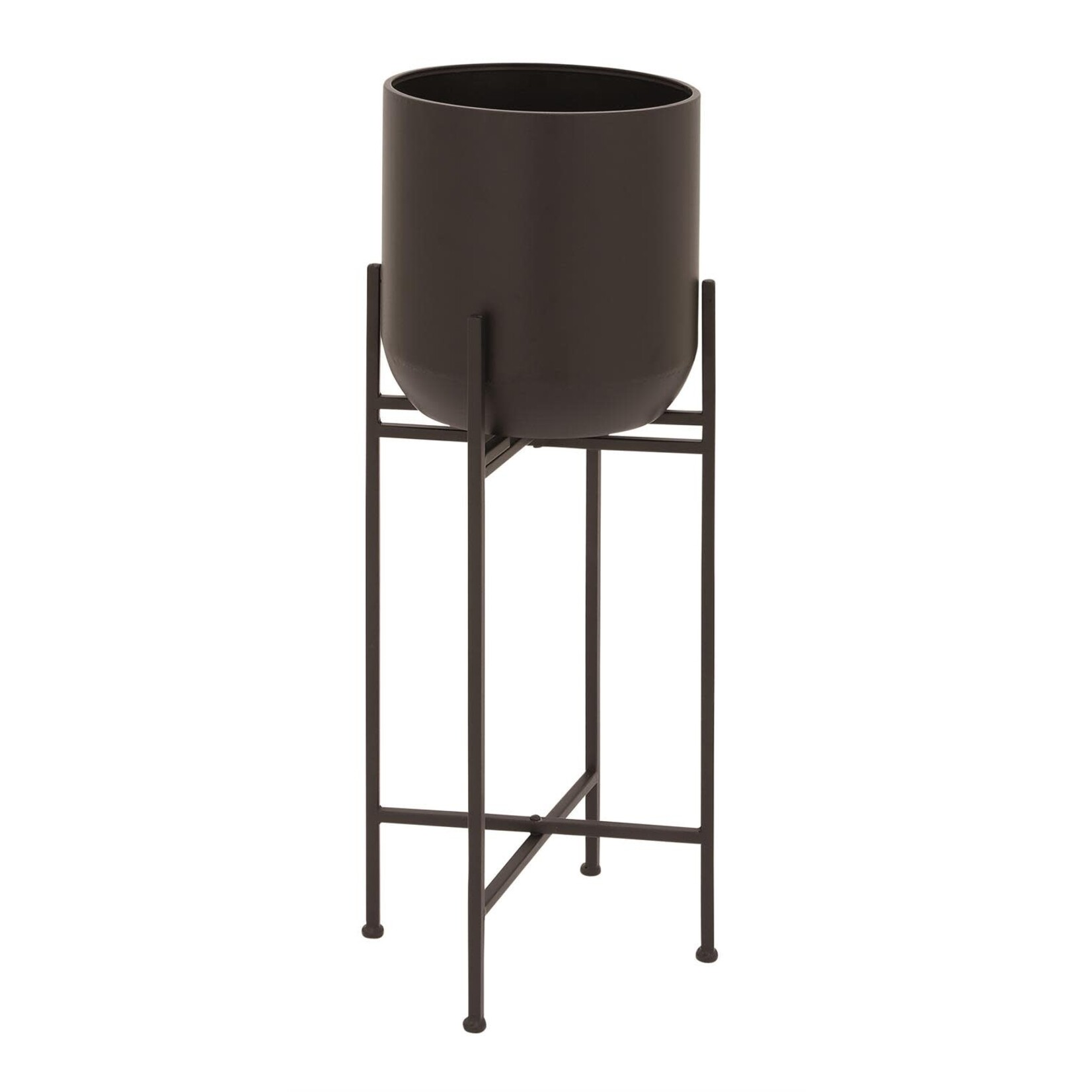 Uma Black Metal Tall Indoor Outdoor Planter with Removable Stand