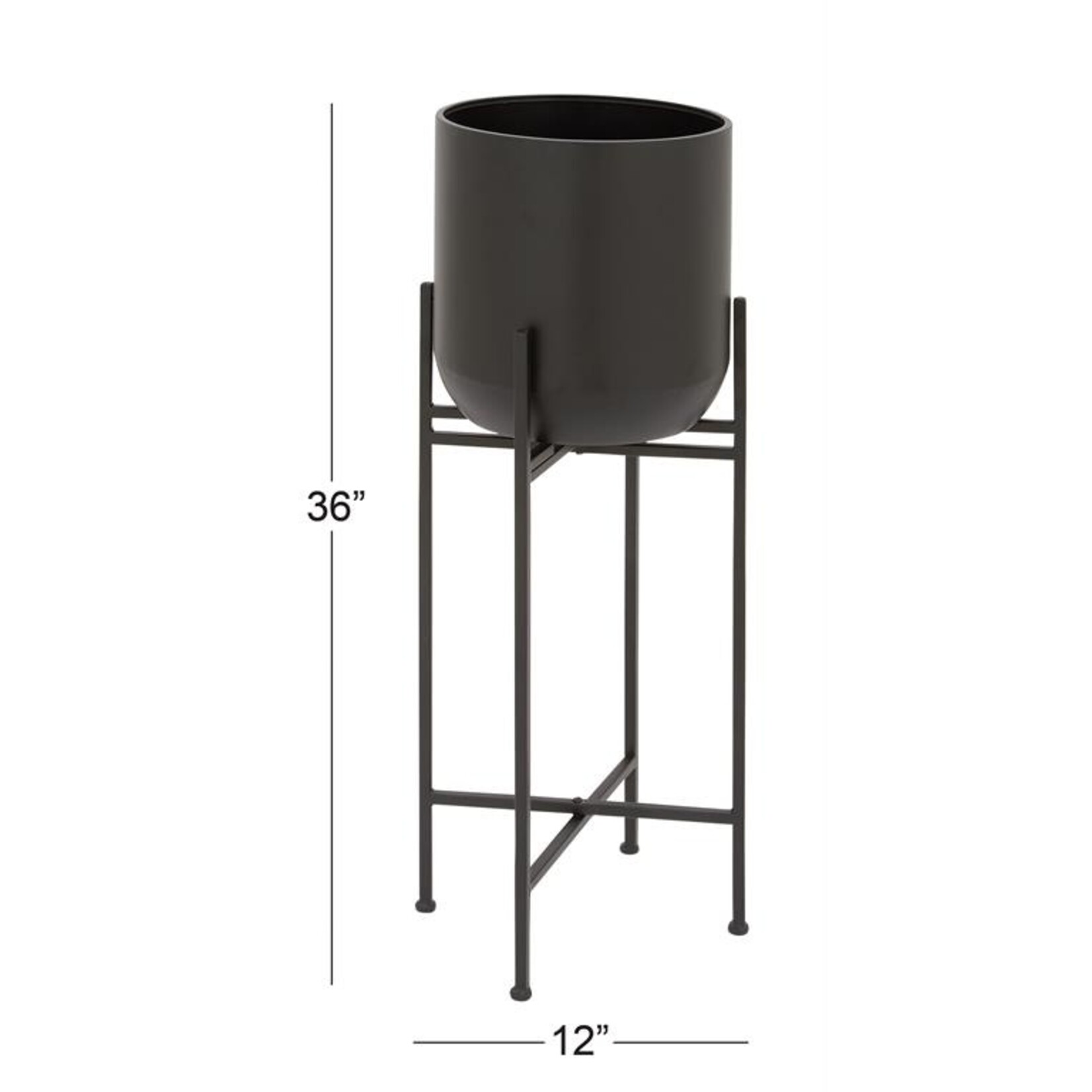 Uma Black Metal Tall Indoor Outdoor Planter with Removable Stand