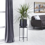 Uma Black Metal Tall Indoor Outdoor Planter with Removable Stand