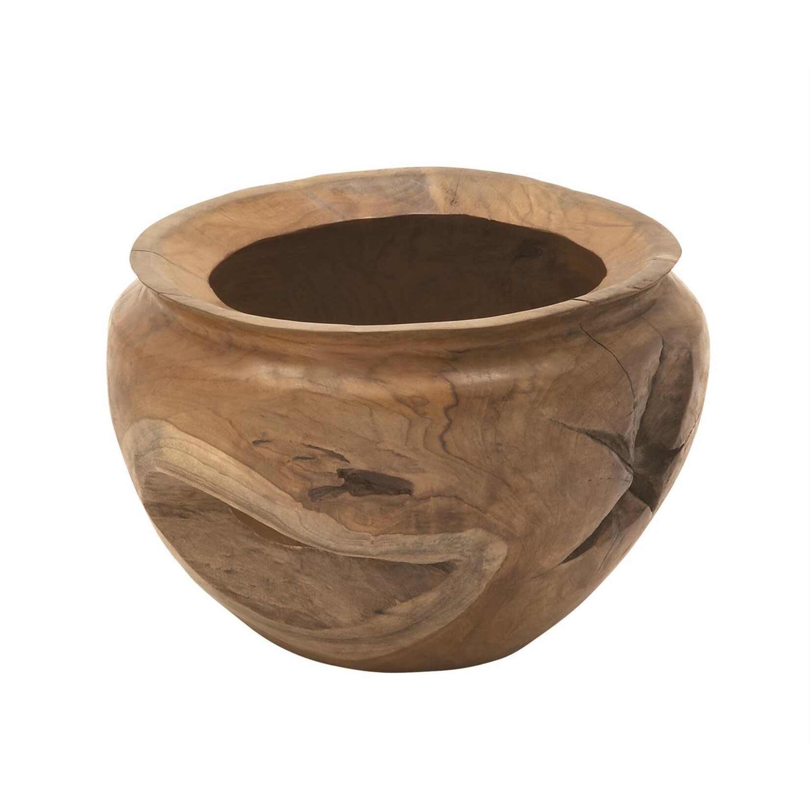 Uma Brown Teak Wood Handmade Live Edge Free Form Decorative Bowl